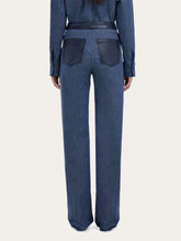 Ferragamo Blue High-Waisted Wide-Leg Denim Trousers
