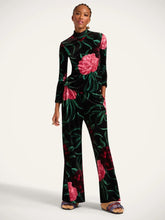 La DoubleJ Peony Black Velvet Stretch Palazzo Pants