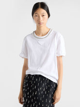 Prada White Embroidered Cotton Jersey T-Shirt