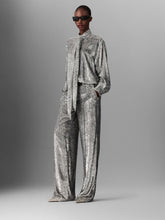 Stella McCartney Silver Animal-Textured Lame Velvet Trousers