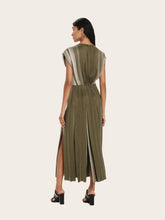 Zeus+Dione Selene Sleeveless Pleated Dress in Khaki