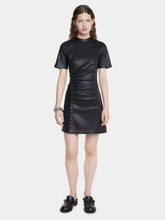 Rabanne Black Short Gathered Dress in Lambskin