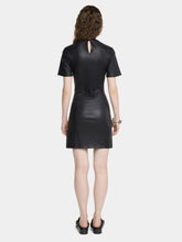 Rabanne Black Short Gathered Dress in Lambskin