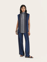 Zeus+Dione Navy Blue Kymo Backless Jacquard Silk Top