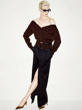 Tom Ford Black Crepe Envers Satin Tailored Skirt