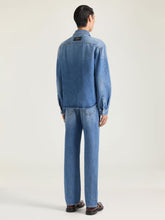 Givenchy Medium Blue Shadow Denim Couture Seam Shirt