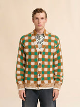 Marni Seagreen Checkerboard Wool Cardigan