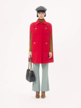 Valentino Garavani Red Drill Double Cape with V Gold