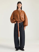 Givenchy Tan Cropped Cocoon Bomber in Nappa Leather