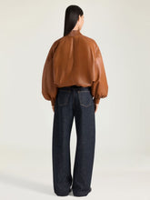 Givenchy Tan Cropped Cocoon Bomber in Nappa Leather