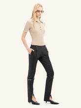 Courrèges Cappuccino Iconic Rib Knit Polo Shirt