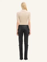 Courrèges Cappuccino Iconic Rib Knit Polo Shirt