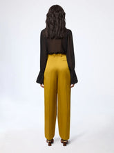 Nina Ricci Gold Pleated Straight-Leg Crepe Trousers