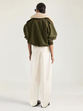 Givenchy Khaki Cotton Wool Bomber with Shearling Collar