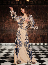 Johanna Ortiz Ecru and Navy Ritmo Sol Silk Top