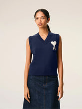Ami Paris Blue Sleeveless Ami De Coeur Sweater
