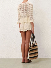 Zimmermann Awaken Cream Lace Crochet Peplum Top