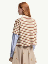 Moncler Light Beige Striped Cotton Polo Shirt