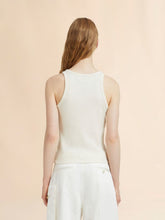 Marni Cream Ribbed Cotton Tank Top with Frame Logo