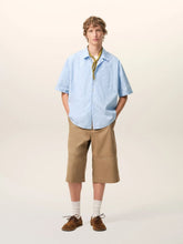 Ami Paris Blue Cotton Short Sleeve Ami De Coeur Boxy Shirt