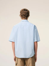 Ami Paris Blue Cotton Short Sleeve Ami De Coeur Boxy Shirt