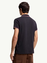 Moncler Navy Tricolour Cotton Polo Shirt