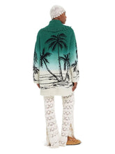 Alanui Green Wave Bloom Jacquard Cardigan