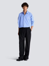 Balmain Blue Relaxed Fit Striped Cotton Shirt