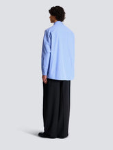 Balmain Blue Relaxed Fit Striped Cotton Shirt