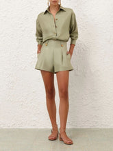 Zimmermann Palm Luna Wool Silk Tailored Shorts