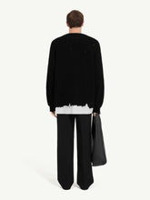 MM6 Maison Margiela Black Distressed Cotton Knit Sweater
