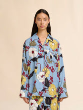 Marni Sky Blue Envers Satin Pajama Shirt with Melodia Print