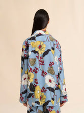 Marni Sky Blue Envers Satin Pajama Shirt with Melodia Print