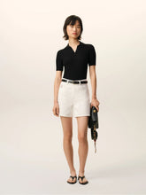 Ami Paris White Cotton Twill Shorts with Heritage Label