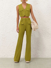 Zimmermann Pistachio Luna Wool Flare Trousers