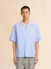Marni Opal Blue Striped Poplin Bowling Shirt