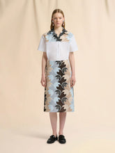 Marni Blue and Black Broderie Anglaise Floral Midi Skirt
