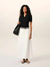 Ami Paris White Cream Linen-Blend Long Trapeze Skirt