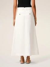 Ami Paris White Cream Linen-Blend Long Trapeze Skirt