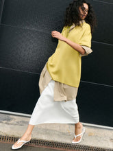 Ami Paris White Cream Linen-Blend Long Trapeze Skirt