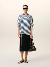 Ami Paris Ink Blue and White Cotton Marinière T-Shirt
