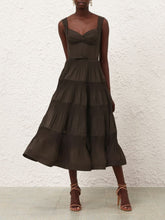 Zimmermann Olive Pleated Draped Midi Dress