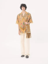 Valentino Garavani Yellow Linen Bowling Shirt with Après L’Hiver Print