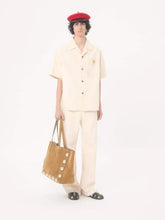 Valentino Garavani Ivory Denim Bowling Shirt with Vgold