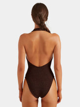 Hunza G Metallic Chocolate Adriana Beaded Swimsuit