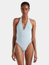 Hunza G Metallic Ice Blue Adriana Beaded Swimsuit