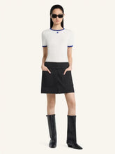 Courrèges White and Mineral Blue Contrast Cotton T-Shirt