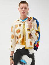 Versace White Printed Silk Twill Shirt with Frame Motif