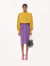 Valentino Garavani Purple Suede Skirt with Button Detail