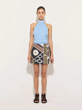 Pucci Pale Blue Knit Top with Silk Detail